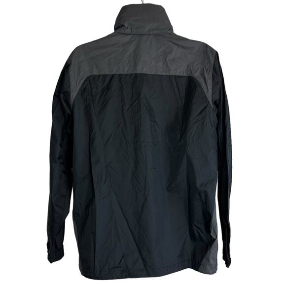 Columbia Windbreaker Gray Black Size Medium Hood Toggle Cinch Waist - Picture 4 of 8